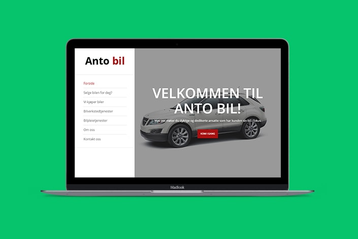 Opprette webside for å selge biler
